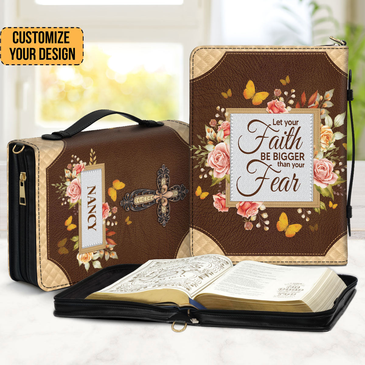 Let Your Faith Be Bigger Than Your Fear - Thoughtful Gift For Christians - Personalized Bible Covers - AT4080721