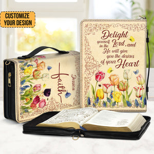 Flower Delight Yourself In The Lord - Unique Personalized Bible Covers - AT4082440