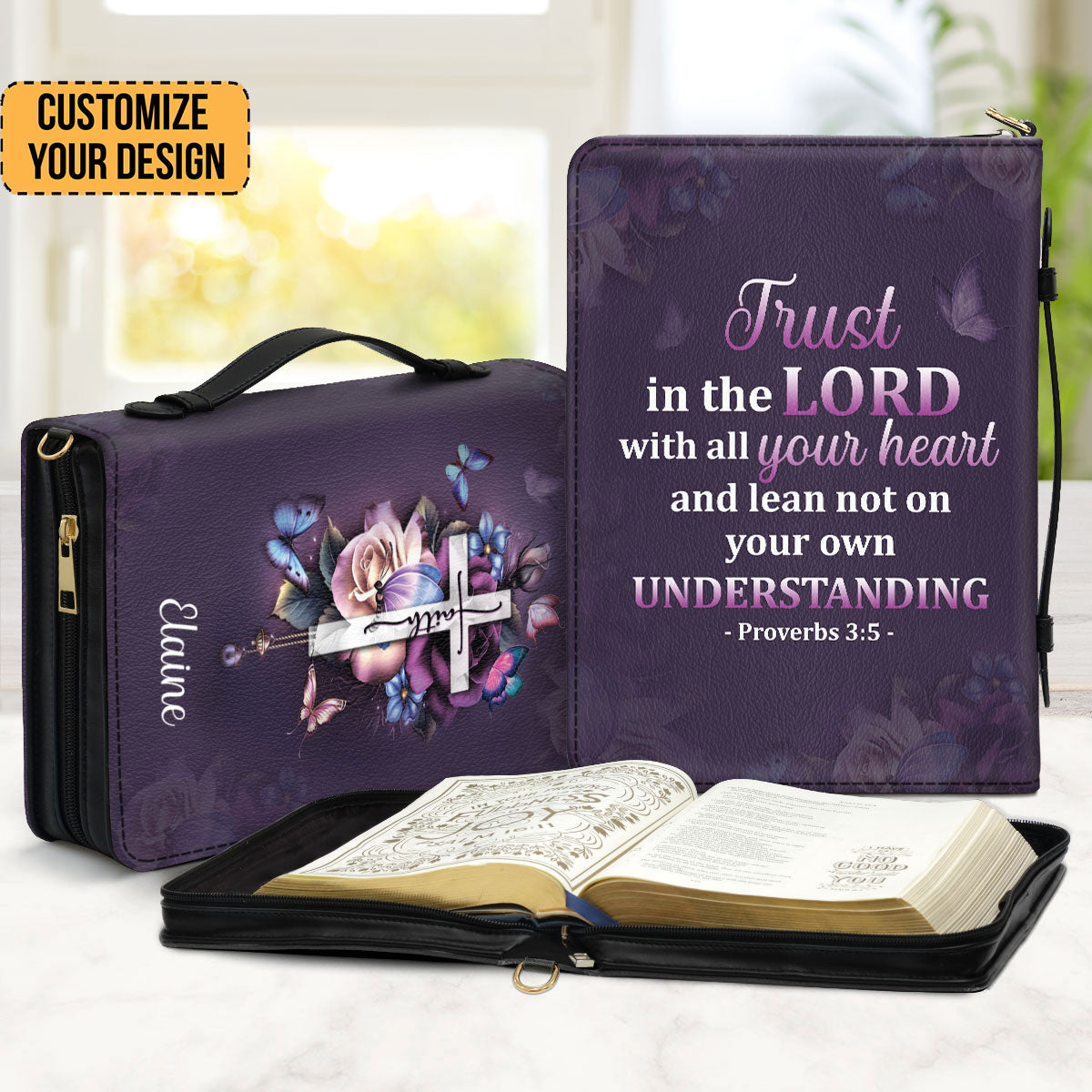 Trust In The Lord With All Your Heart - Thoughtful Gift For Christians - Personalized Bible Covers - AT4080724