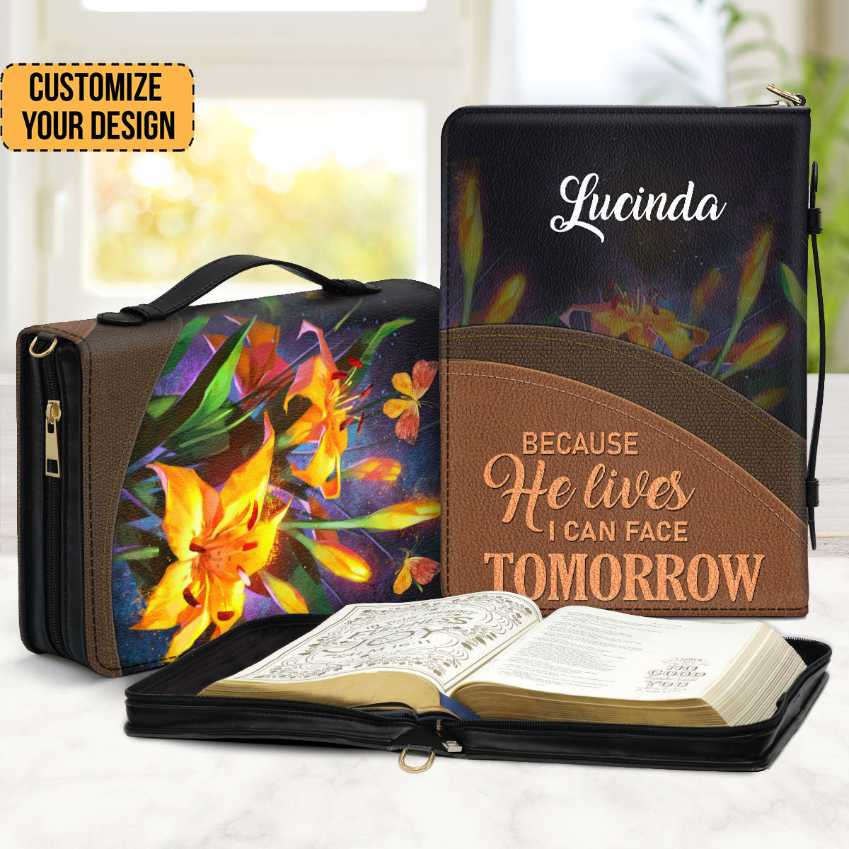 Because He Lives, I Can Face Tomorrow - Thoughtful Gift For Christians - Personalized Bible Covers - AT4080725