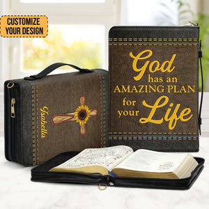 God Has Amazing Plan For Your Life Cross And Sunflower - Scripture Gifts For Women Of God - Personalized Bible Covers - AT4082447