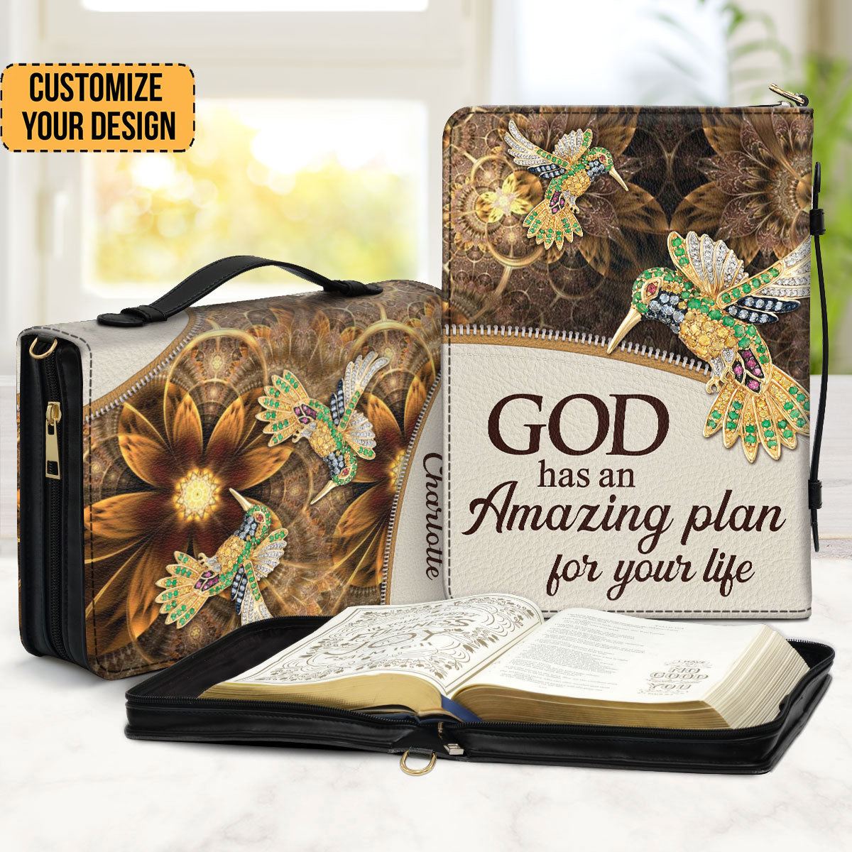 God Has An Amazing Plan For Your Life - Elegant Personalized Bird And Flower Bible Covers - AT4080745