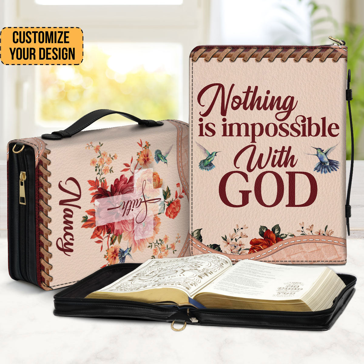 Nothing Is Impossible With God - Beautiful Personalized Bible Covers - AT4082459