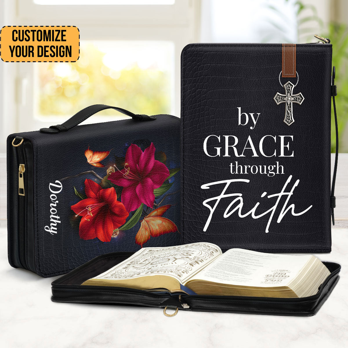 By Grace Through Faith - Thoughtful Gift For Christians - Personalized Bible Covers - AT4080732