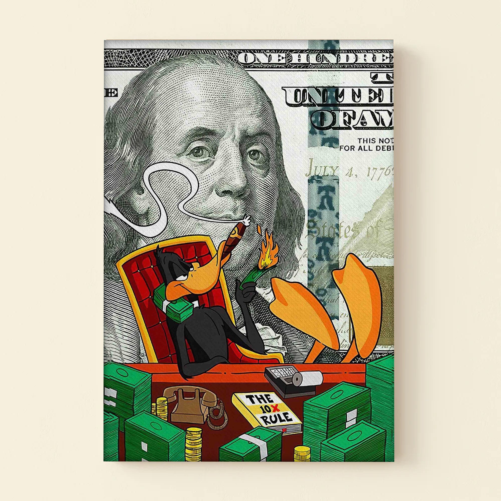 Avis89 Daffy Duck And Money Christmas Canvas