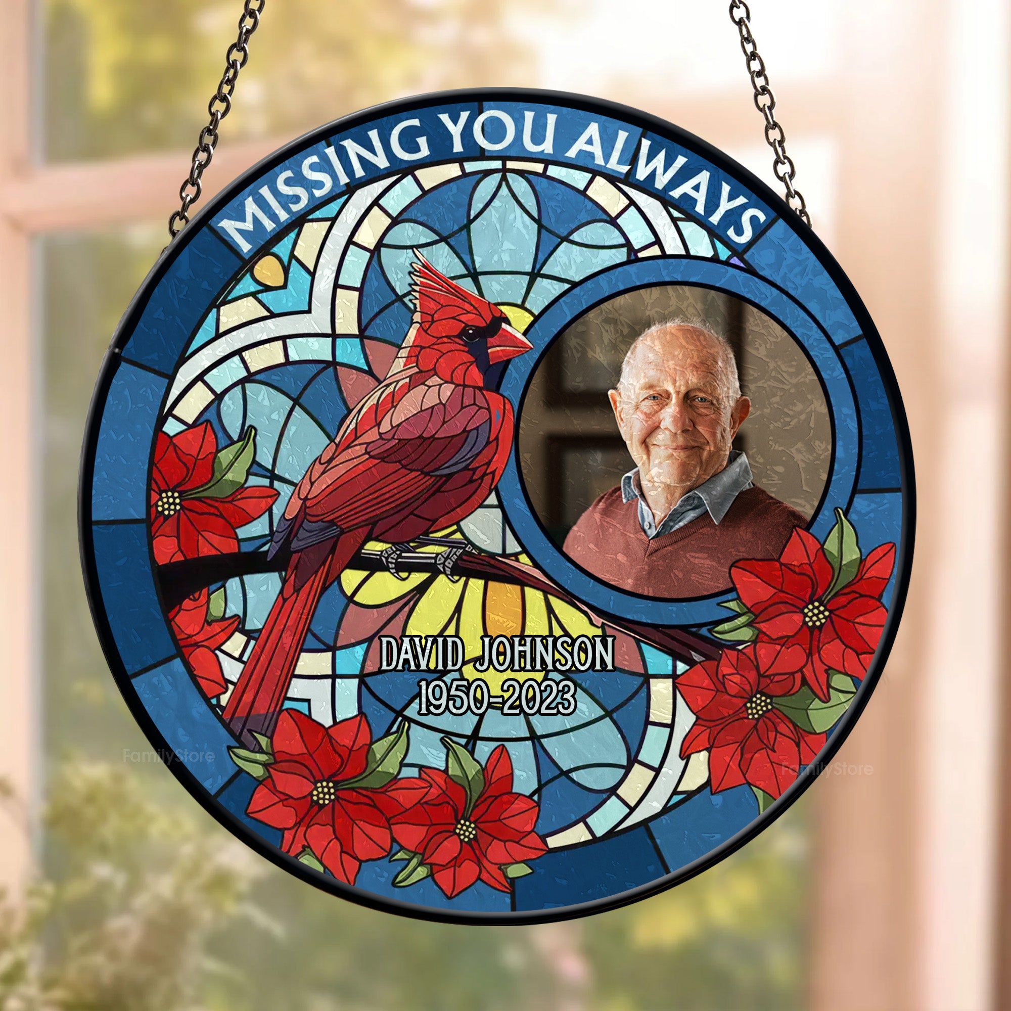 Missing You Always - Memorial Gift - Personalized Stained Glass Window Hanging Suncatcher NA94