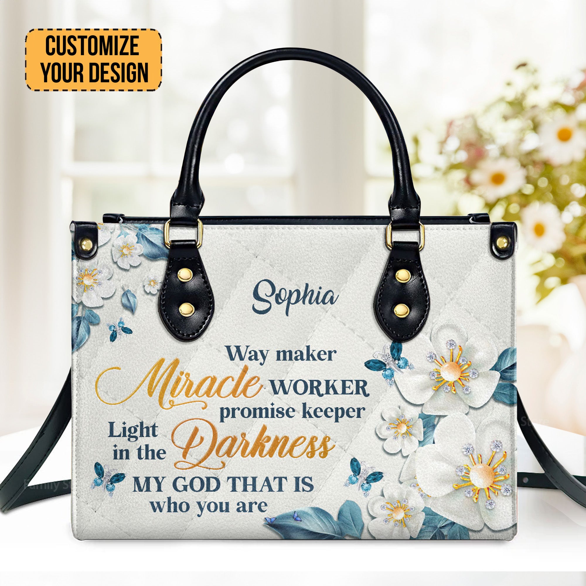 Way Maker And Miracle Worker - Personalized Leather Handbag With Handle - AT4080601