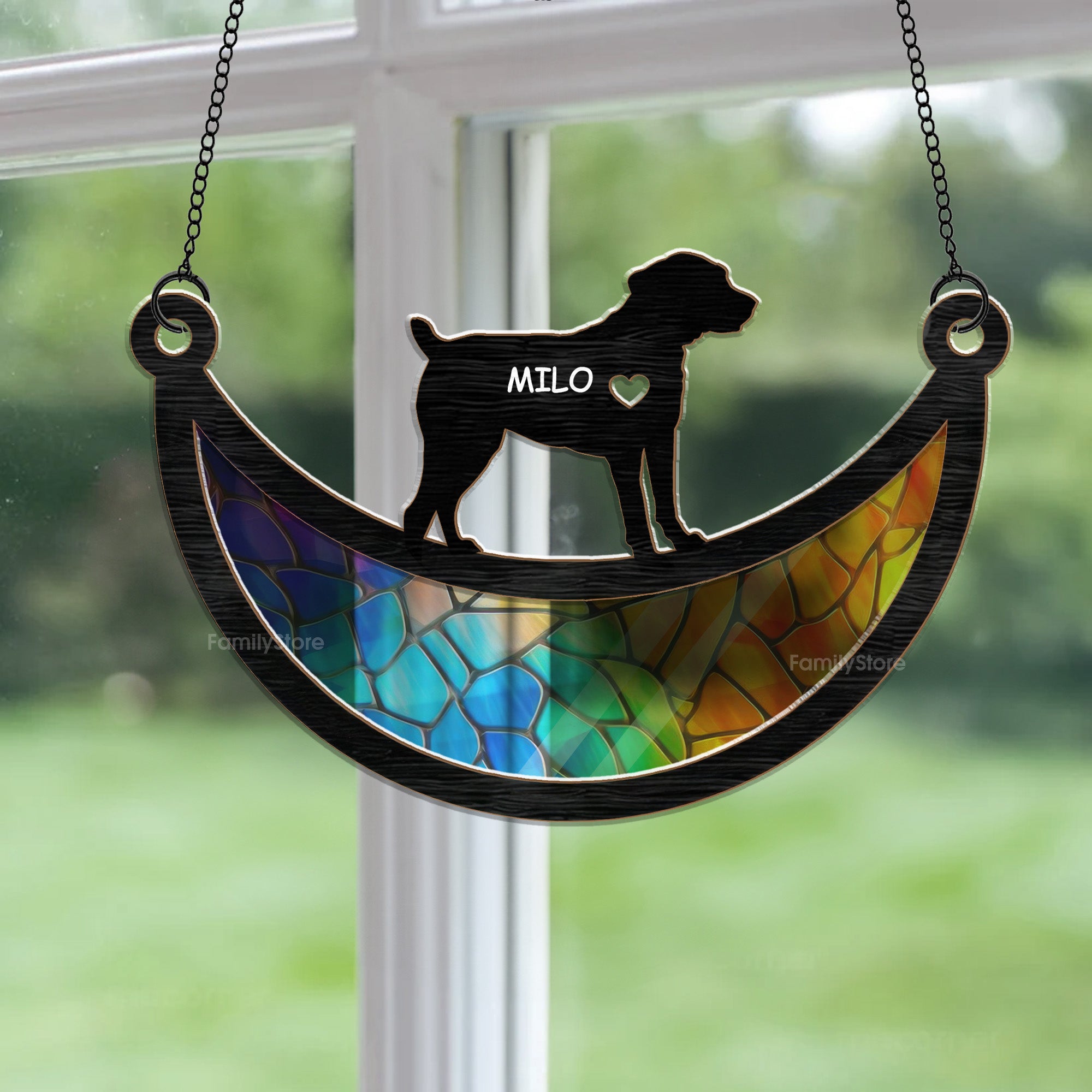 Dog On The Moon - Memorial Gift For Dog Lovers - Personalized Window Hanging Suncatcher Ornament - CLP05 NA94