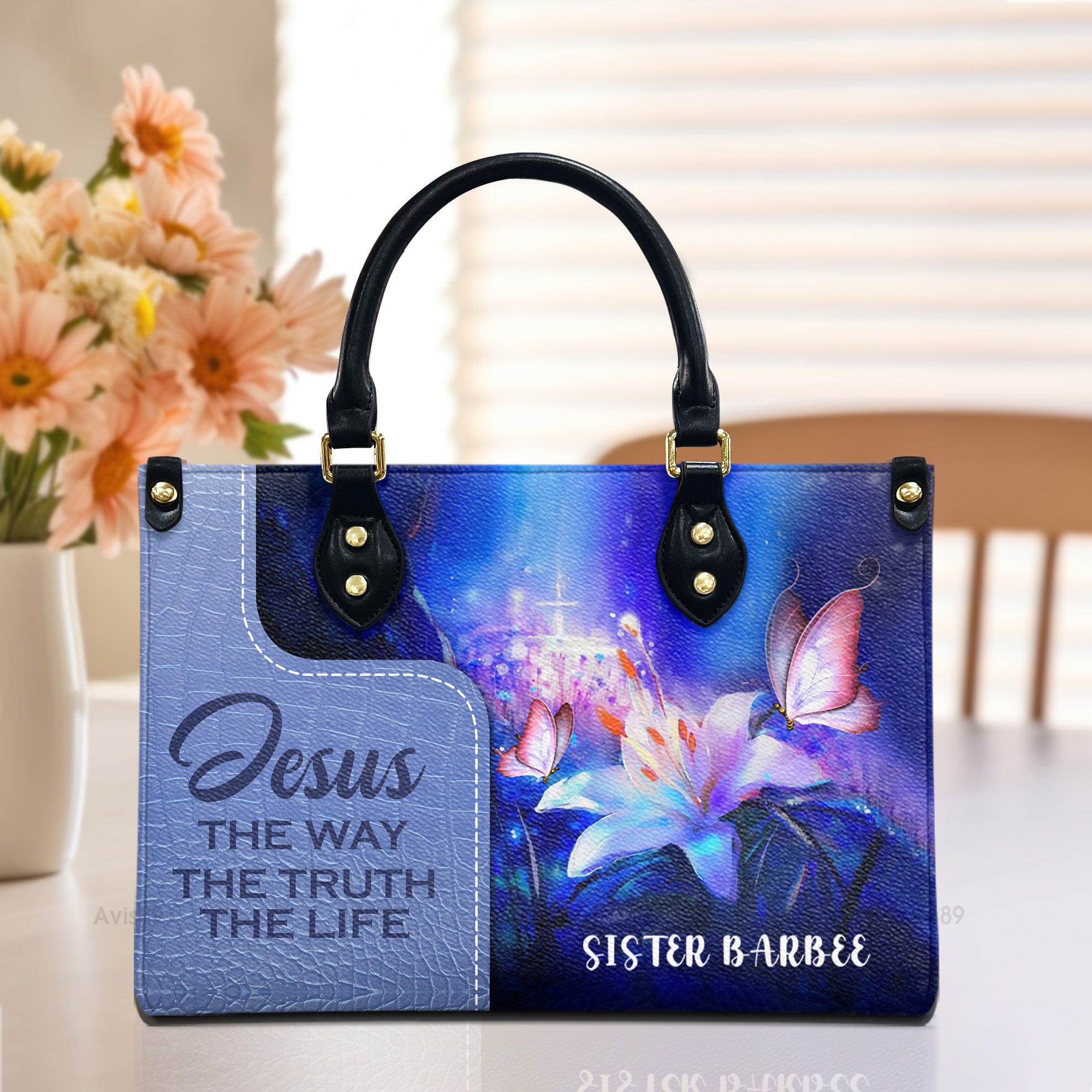 Jesus The Way The Truth The Life - Scripture Gifts For Women Of God - Personalized Leather Handbag With Handle - AT4080607