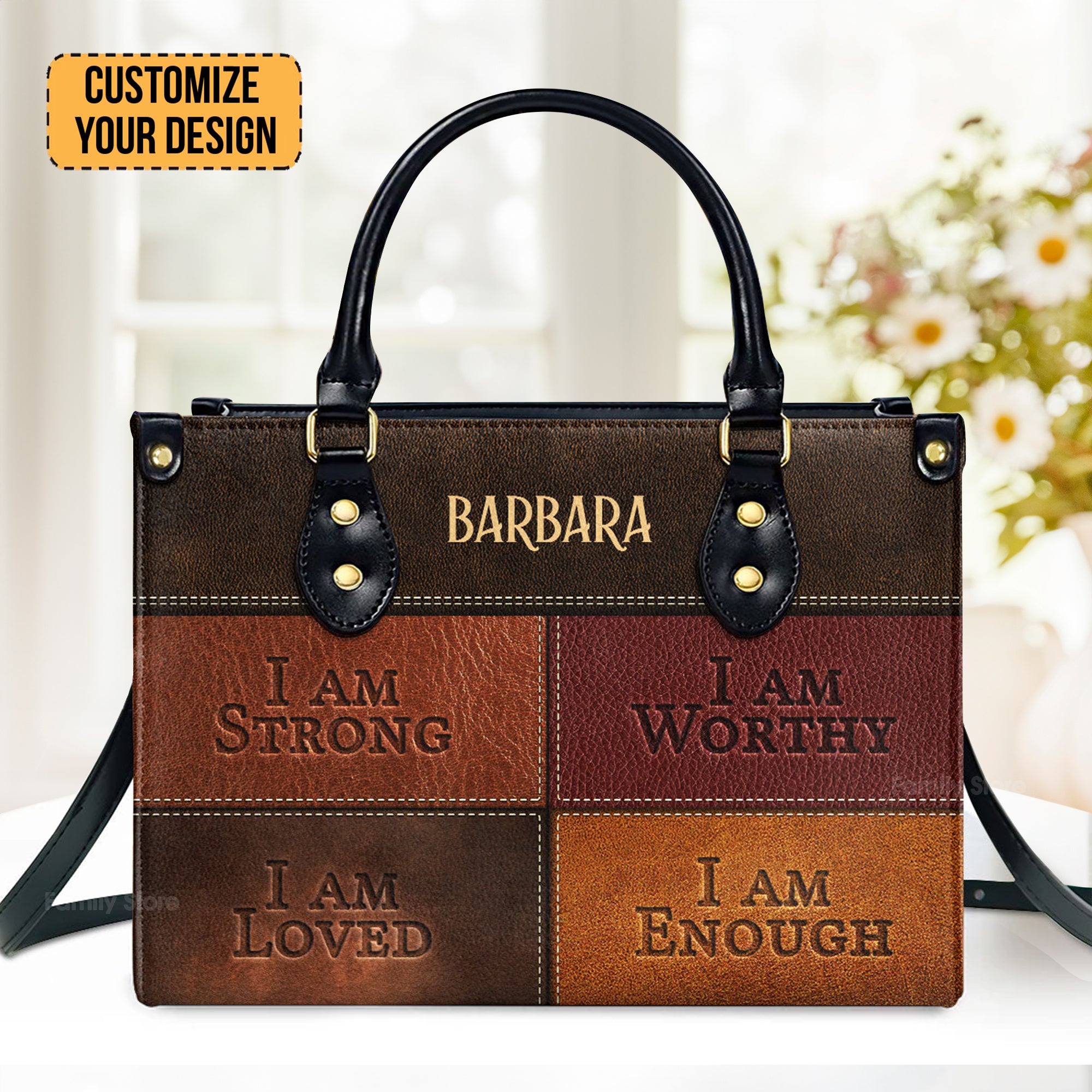 I Am Strong - Thoughtful Gift For Christians - Personalized Leather Handbag With Handle - AT4080912