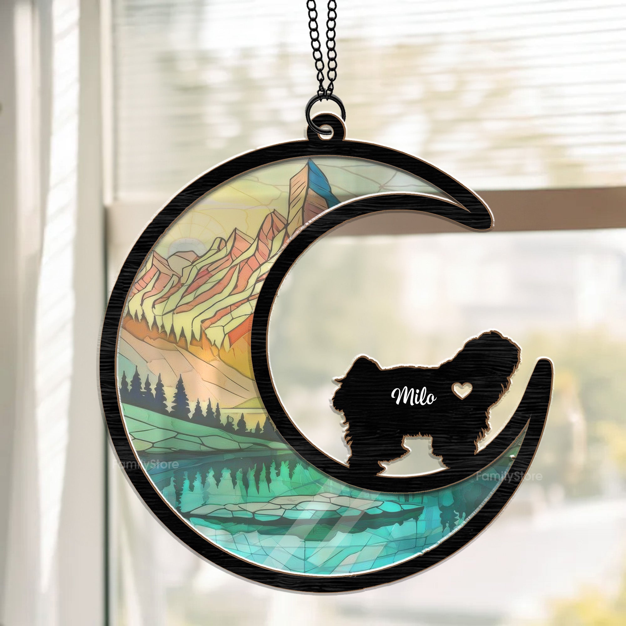 I Love You To The Moon - Memorial Gift For Pet Lovers - Personalized Window Hanging Suncatcher Ornament - CLP05 NA94