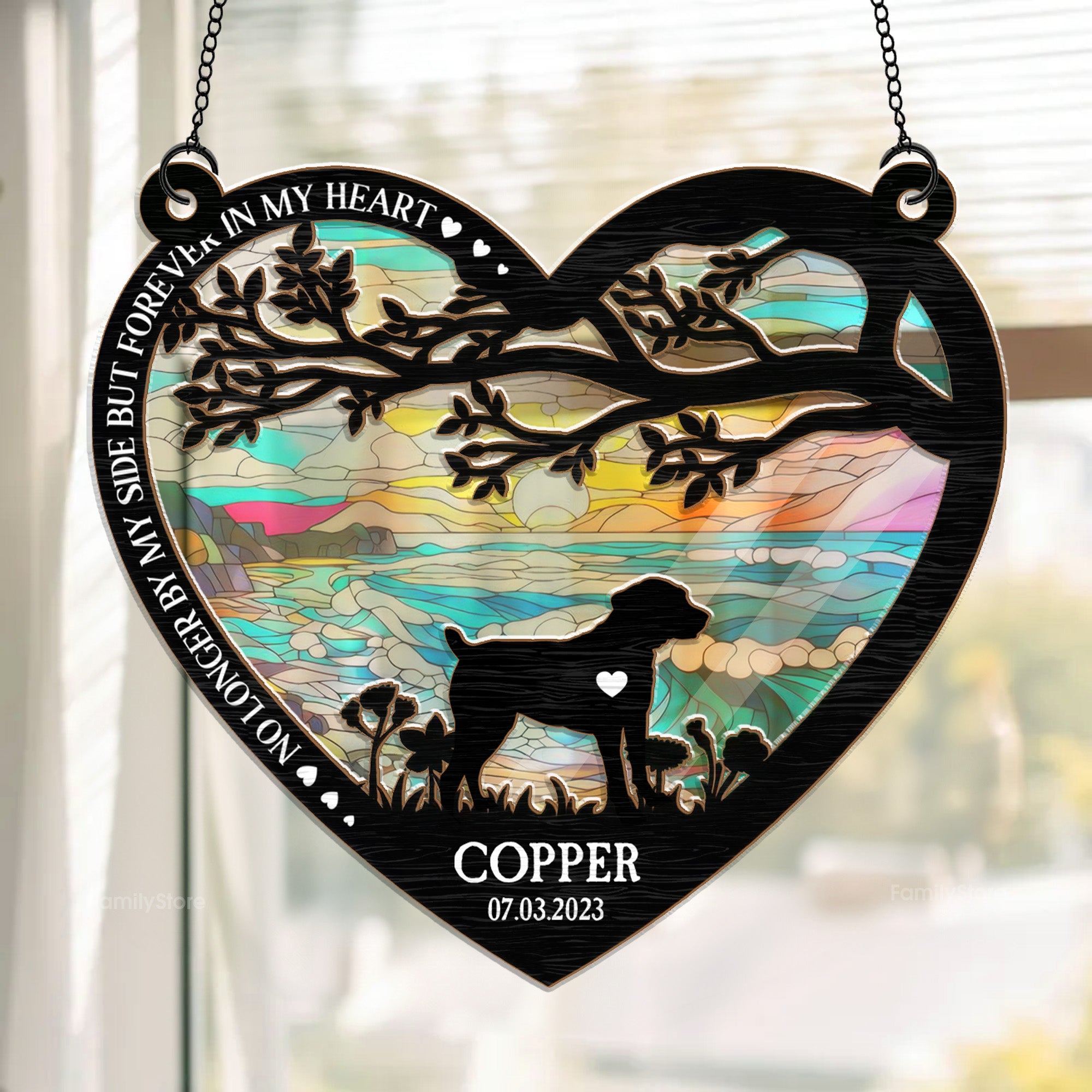 You Left Paw Prints On My Heart - Memorial Gift For Pet Lovers - Personalized Window Hanging Suncatcher Ornament - CLP05 NA94