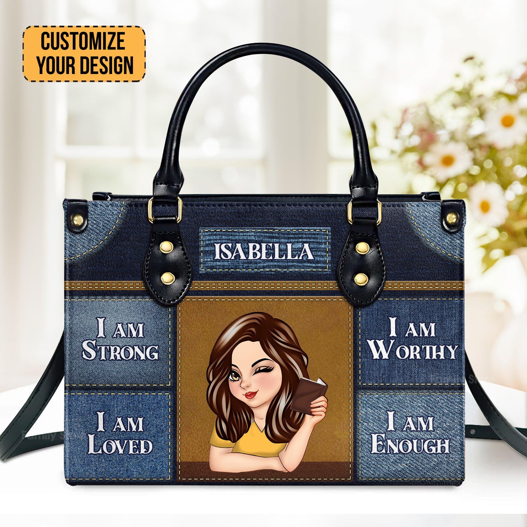 I Am Strong I Am Worthy I Am Loved I Am Enough - Awesome Personalized Leather Handbag - AT4080814