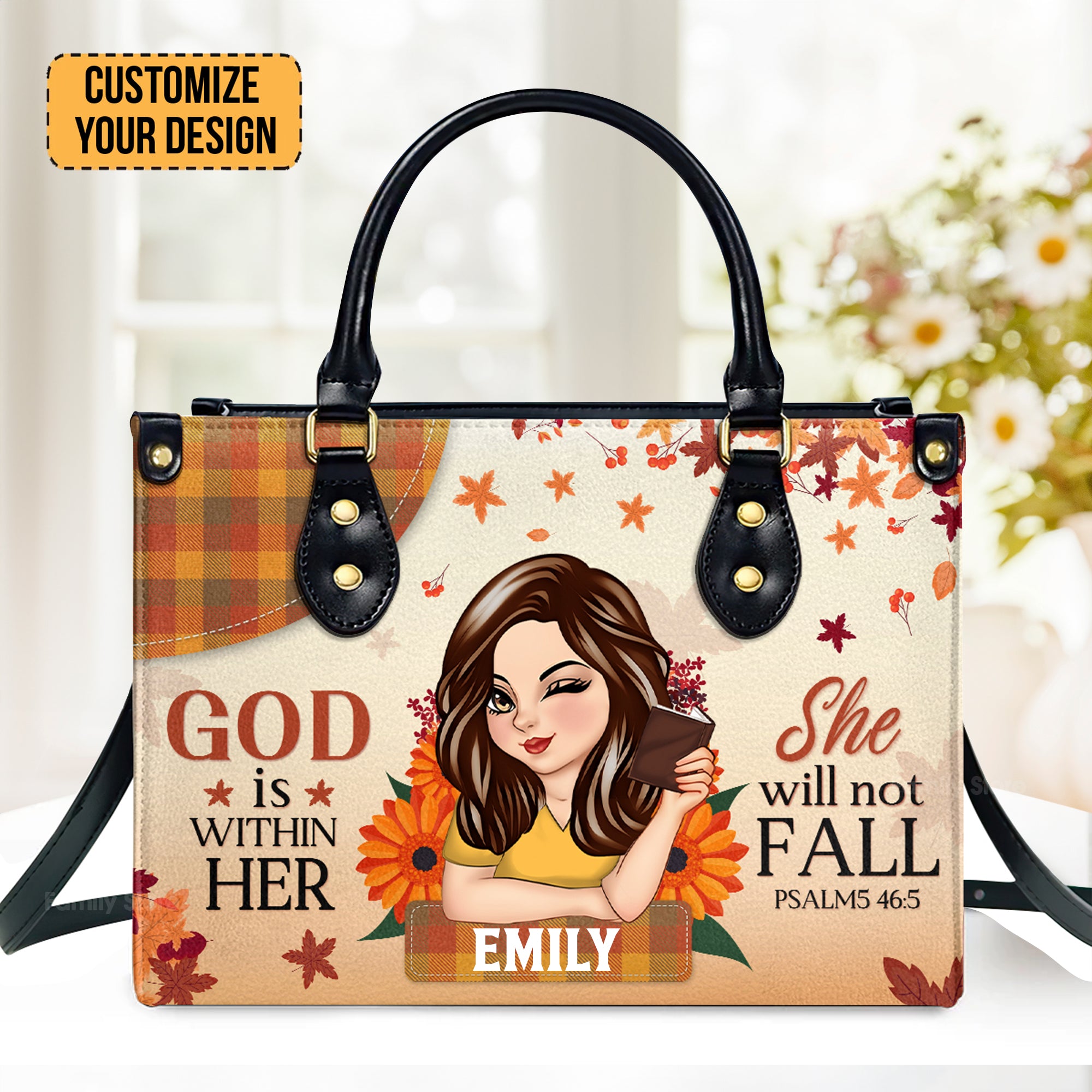 God Is Within Her She Will Not Fall - Thoughtful Gift For Christians - Personalized Leather Handbag With Handle - AT4080748