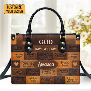 God Says I Am - Personalized Leather Handbag With Handle - AT4080902