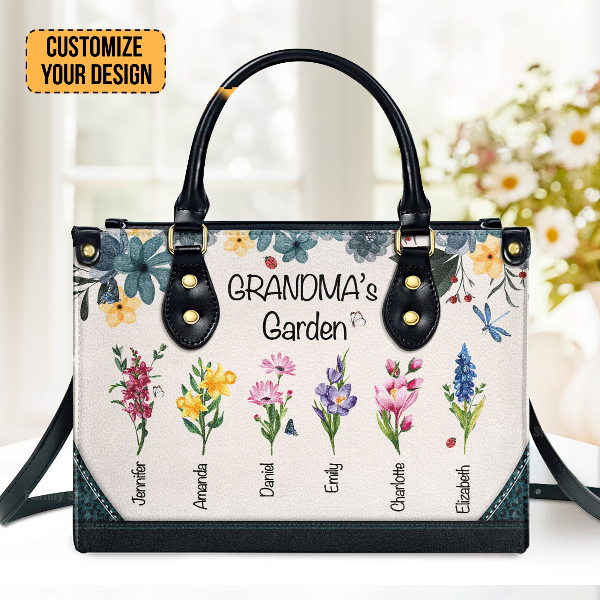 Grandma's Garden - Beautiful Personalized Leather Handbag - AT4080810