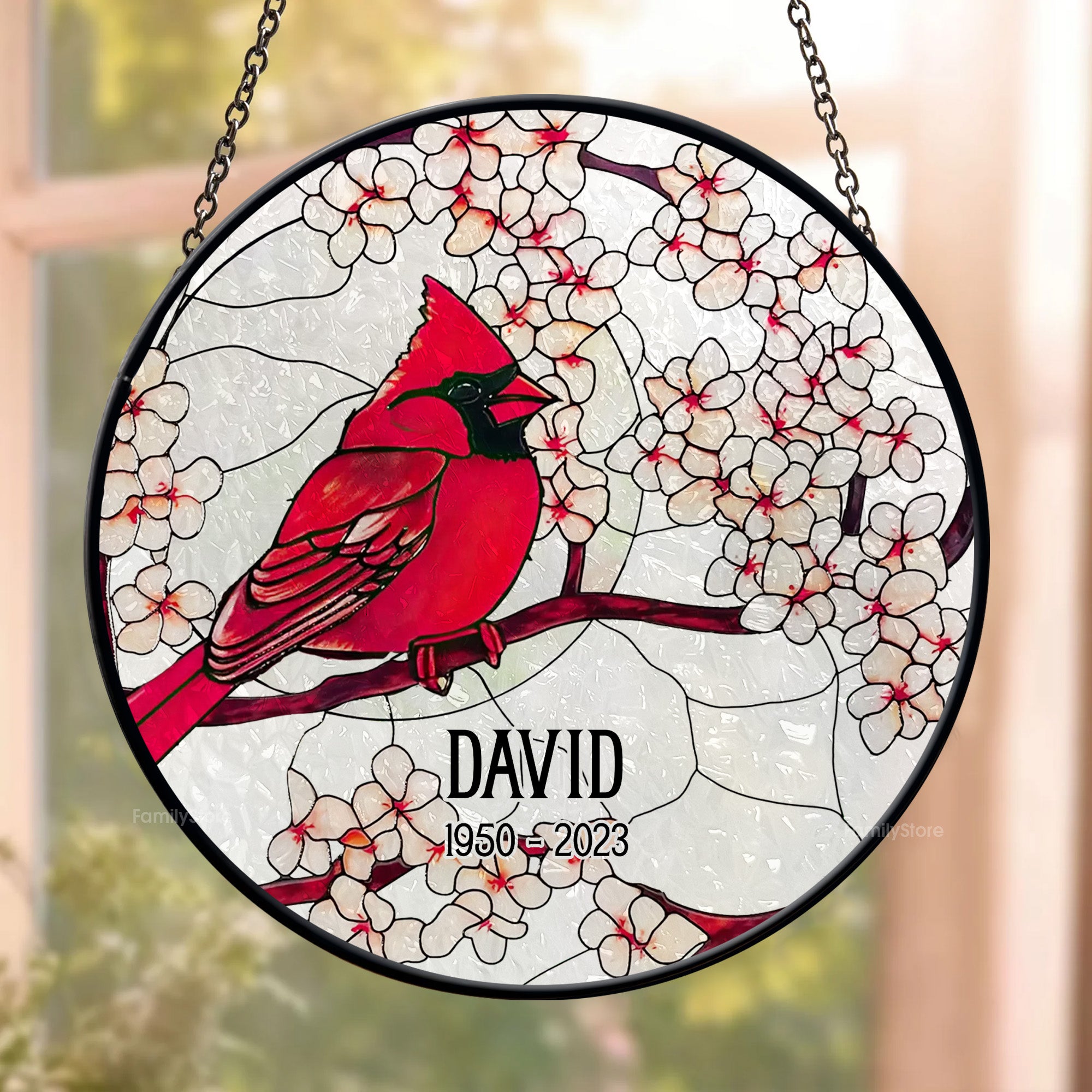 Cardinals Appear When Angels Are Near - Memorial Gift - Personalized Stained Glass Window Hanging Suncatcher NA94