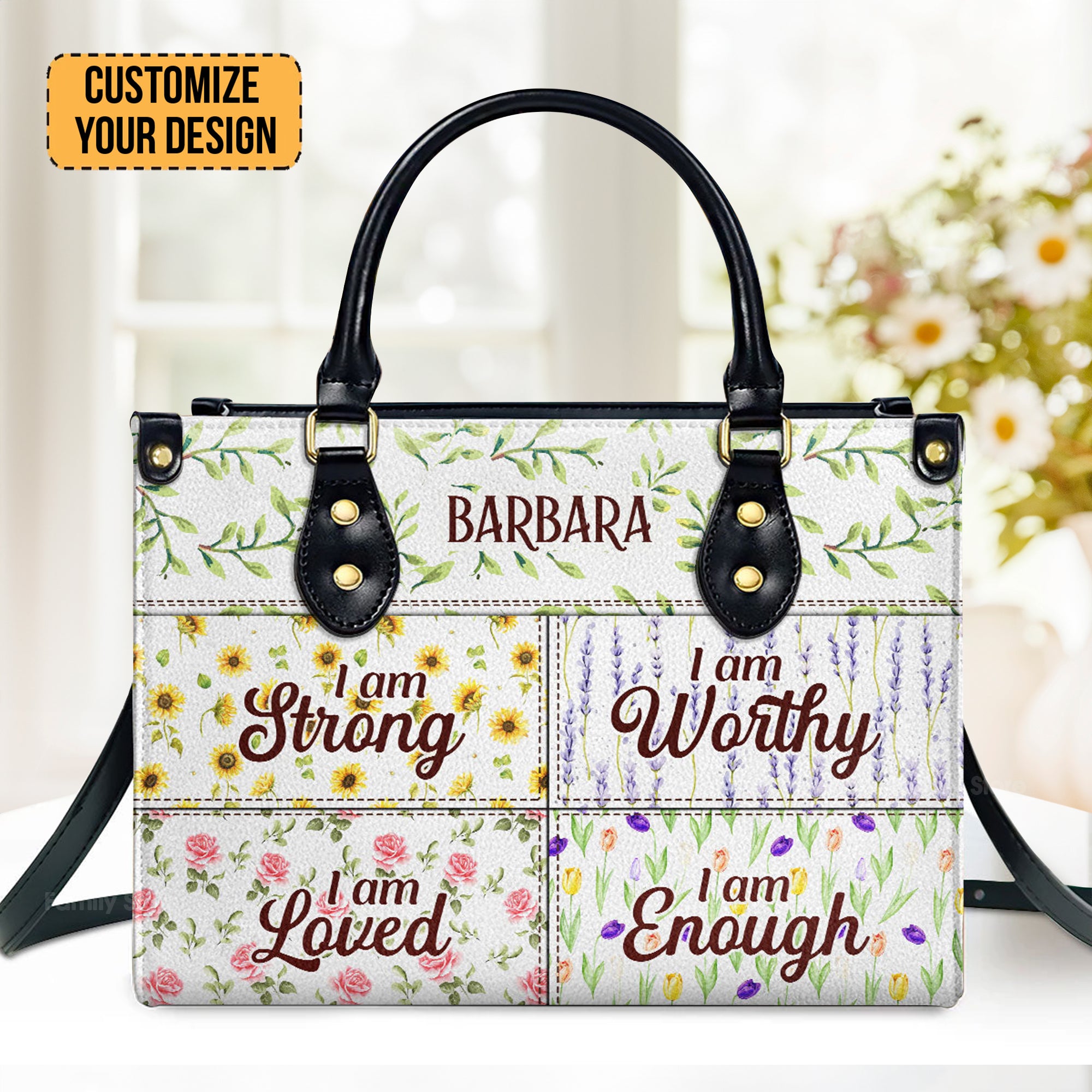 I Am Enough - Thoughtful Gift For Christians - Personalized Leather Handbag With Handle - AT4080909