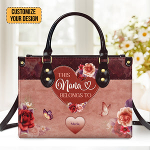 This MomGrandmaNana Belongs To With - Scripture Gifts For Women In Family - Personalized Leather Handbag With Handle - AT4081440