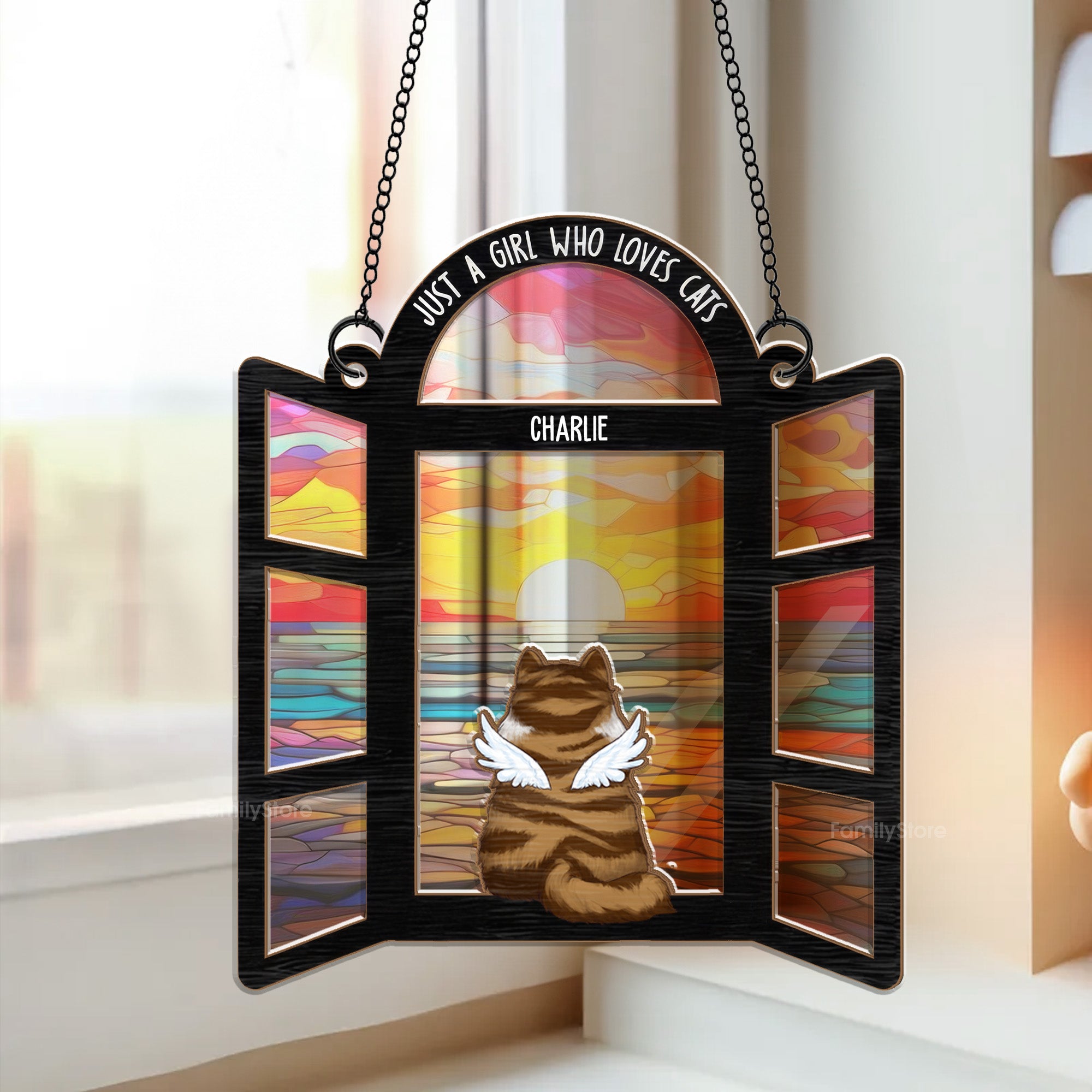 Rainbow Cat See Heaven - Memorial Gift For Pet Lovers - Personalized Window Hanging Suncatcher Ornament - CLP06 NA94