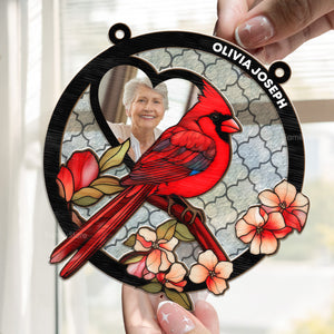 Cardinal I'm By Your Side - Memorial Gift - Personalized Window Hanging Suncatcher Ornament - NA94