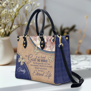 For God So Loved The World - Thoughtful Gift For Christians - Personalized Leather Handbag With Handle - AT4080738