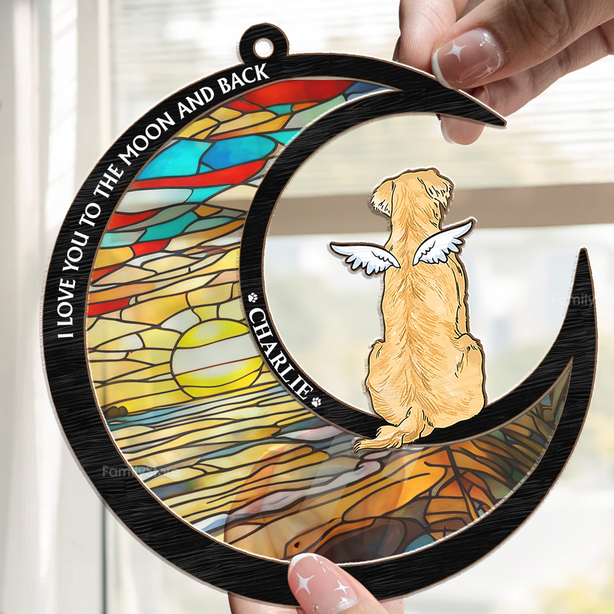 I Love You To The Moon And Back - Memorial Gift For Pet Lovers - Personalized Window Hanging Suncatcher Ornament - CLP06 NA94