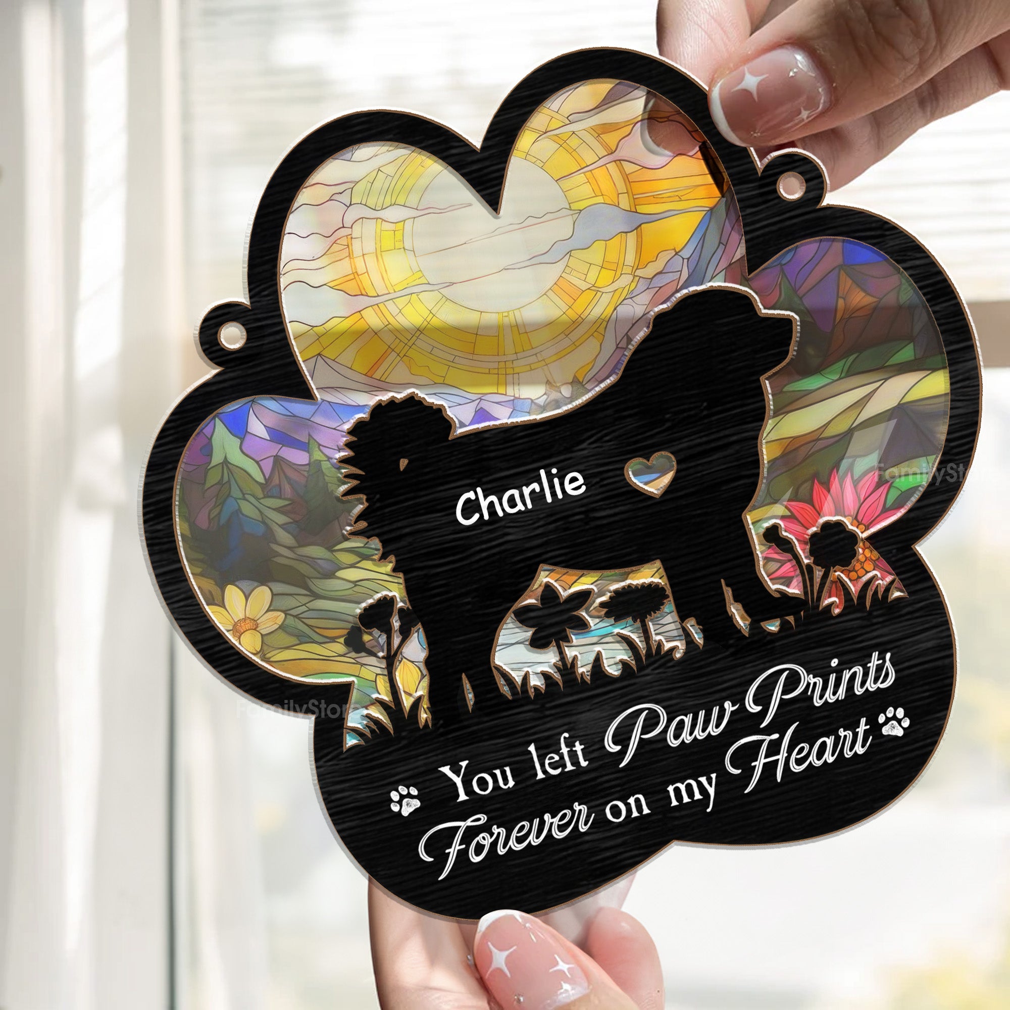 Forever In My Heart - Memorial Gift For Pet Lovers - Personalized Window Hanging Suncatcher Ornament - CLP05  NA94