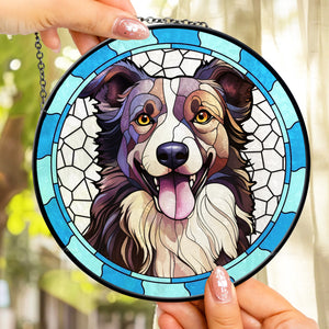 Custom Photo Dog Sympathy Gift For Pet Owners, Pet Lovers - Memorial Personalized Stained Glass Window Hanging Suncatcher