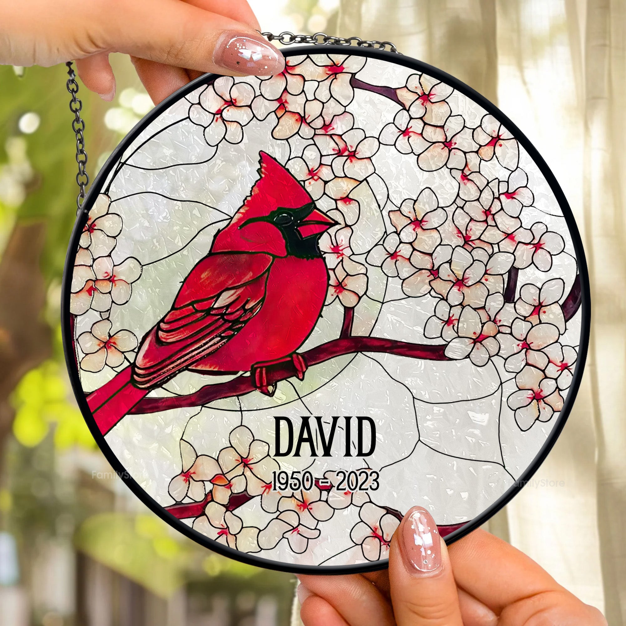 Cardinals Appear When Angels Are Near - Memorial Gift - Personalized Stained Glass Window Hanging Suncatcher NA94