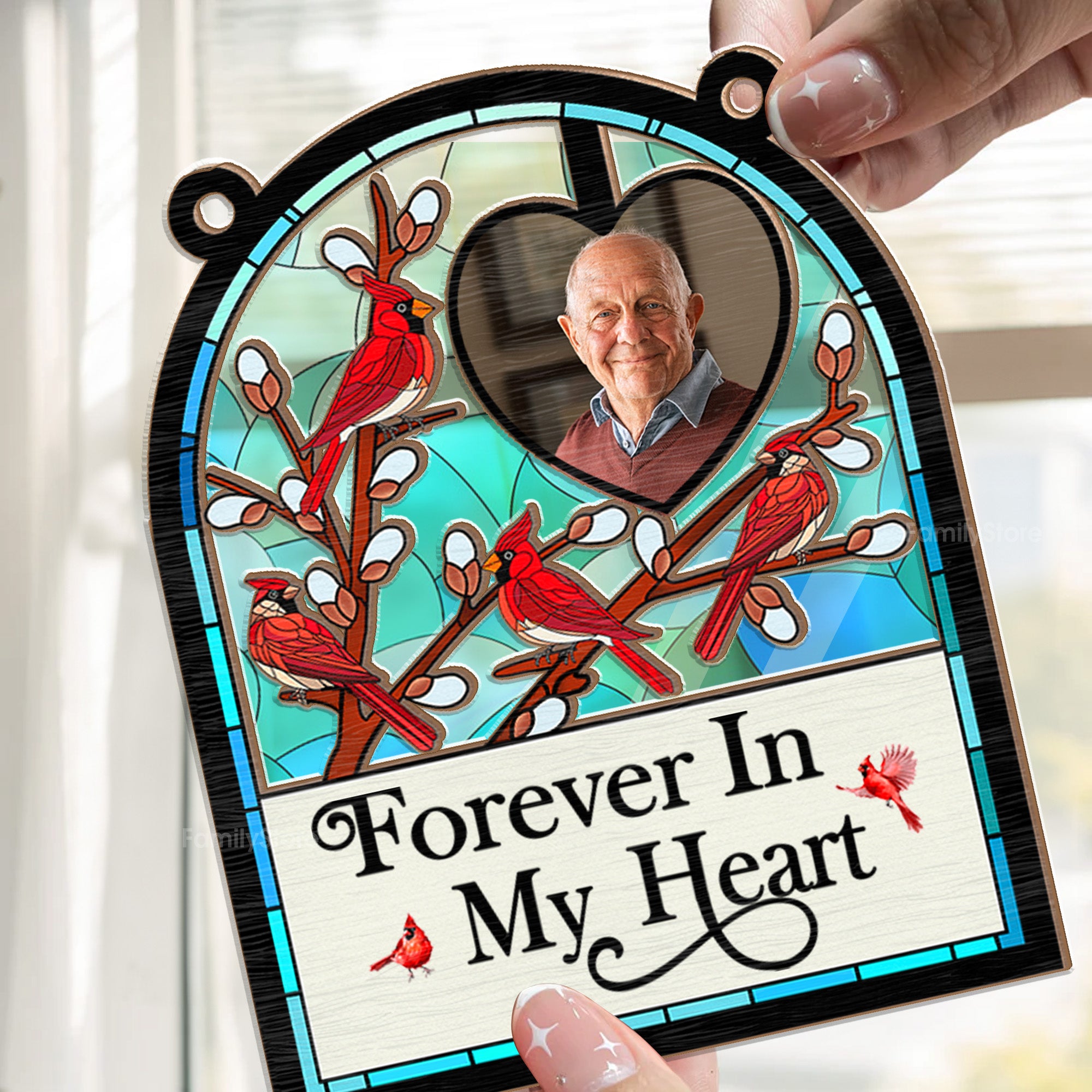 I'm Always With You Memorial Bird - Memorial Gift - Personalized Window Hanging Suncatcher Ornament - NA94