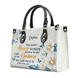 Way Maker And Miracle Worker - Personalized Leather Handbag With Handle - AT4080601