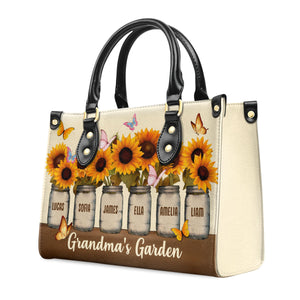 Grandma's Garden - Thoughtful Gift For Grandma - Personalized Leather Handbag With Handle - AT4080809