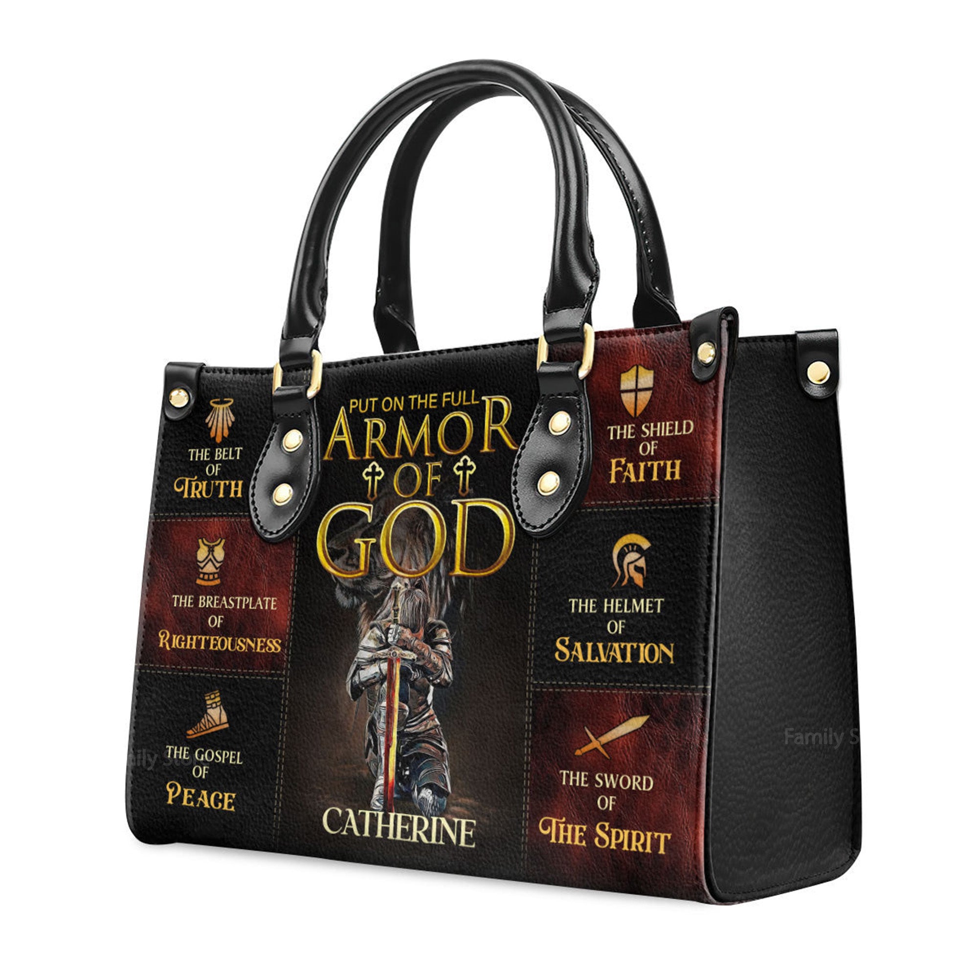 Armor Of God - Thoughtful Gift For Christians - Personalized Leather Handbag With Handle - AT4080602