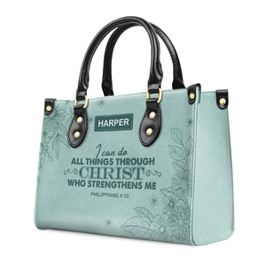 Faith Flower Trust In The Lord - Thoughtful Gift For Christians - Personalized Leather Handbag With Handle - AT4080740