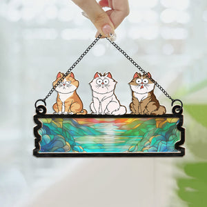 Meow Cats Are Watching You - Funny Gift For Cat Lovers - Personalized Window Hanging Suncatcher Ornament - CLP02 NA94