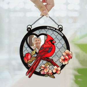 Cardinal I'm By Your Side - Memorial Gift - Personalized Window Hanging Suncatcher Ornament - NA94