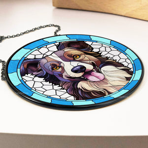 Custom Photo Dog Sympathy Gift For Pet Owners, Pet Lovers - Memorial Personalized Stained Glass Window Hanging Suncatcher