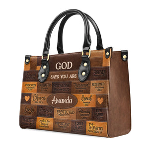 God Says I Am - Personalized Leather Handbag With Handle - AT4080902