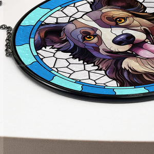 Custom Photo Dog Sympathy Gift For Pet Owners, Pet Lovers - Memorial Personalized Stained Glass Window Hanging Suncatcher