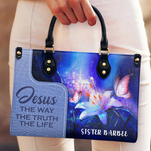 Jesus The Way The Truth The Life - Scripture Gifts For Women Of God - Personalized Leather Handbag With Handle - AT4080607