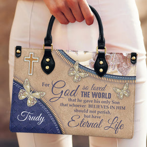 For God So Loved The World - Thoughtful Gift For Christians - Personalized Leather Handbag With Handle - AT4080738