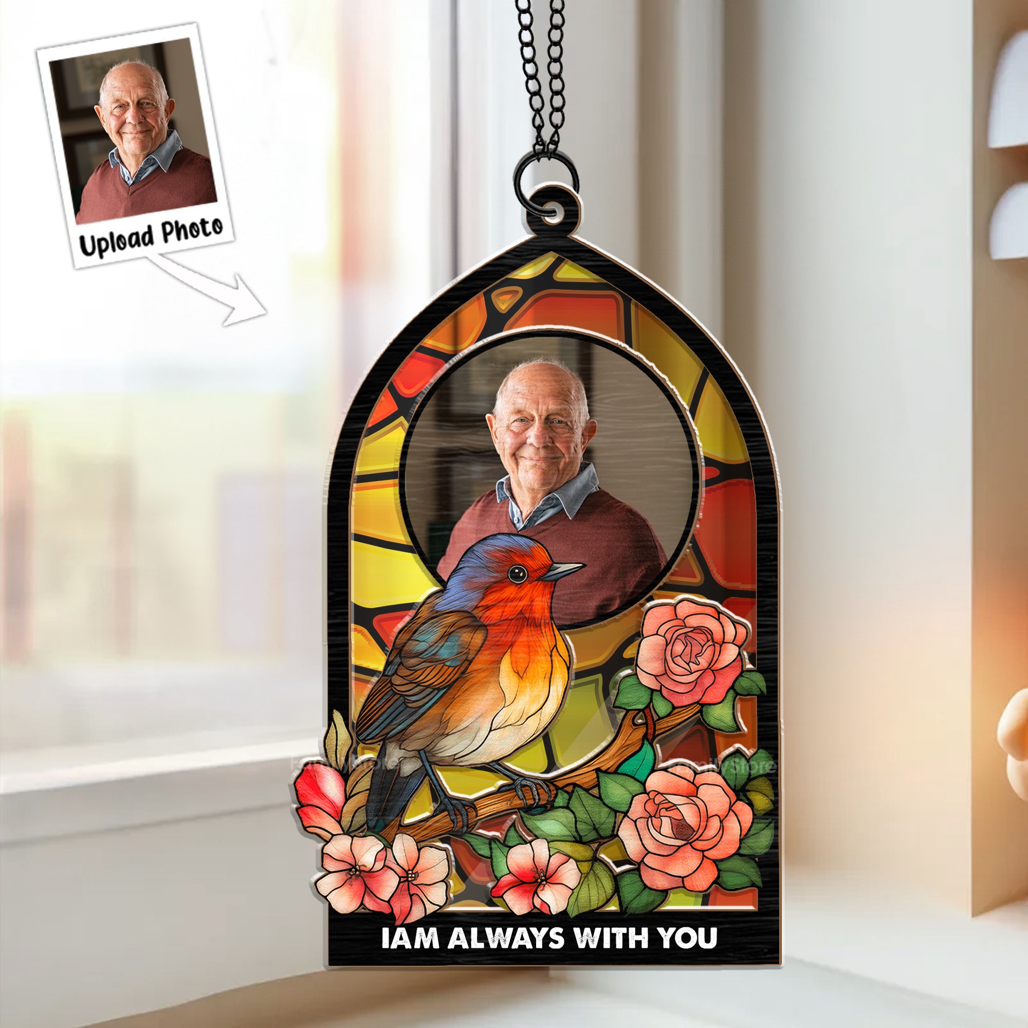 Robin I'm Always With You - Memorial Gift - Personalized Window Hanging Suncatcher Ornament NA94