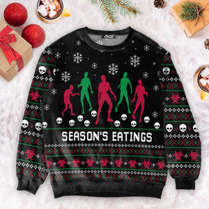 Zoombie Season Eatings Christmas Blue Ugly Sweater