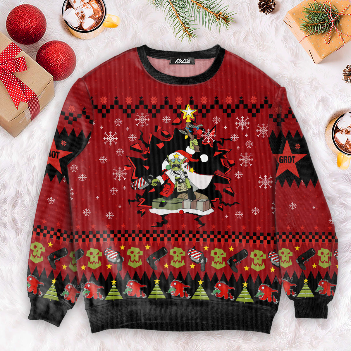 Warhammer Armed And Dangerous Red Gobbo Iconic - Ugly Christmas Sweater