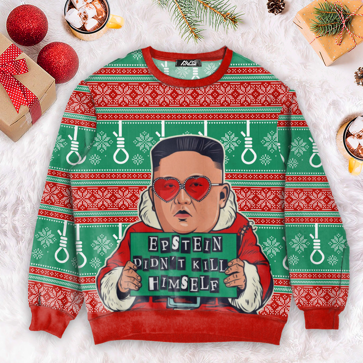 Kim Jong Un Epstein Didn't Kill Himself Christmas Ugly Sweater