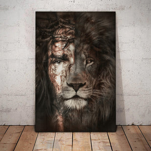 Avis89 Jesus Half Face Lion Christian Canvas