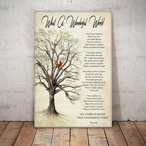 Cardinal Tree What A Wonderful World Canvas