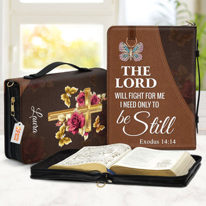 The Lord Will Fight For Me Floral Cross - Personalized Bible Covers - AT4081438