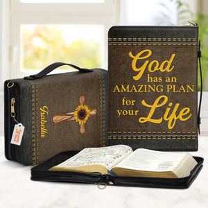 God Has Amazing Plan For Your Life Cross And Sunflower - Scripture Gifts For Women Of God - Personalized Bible Covers - AT4082447